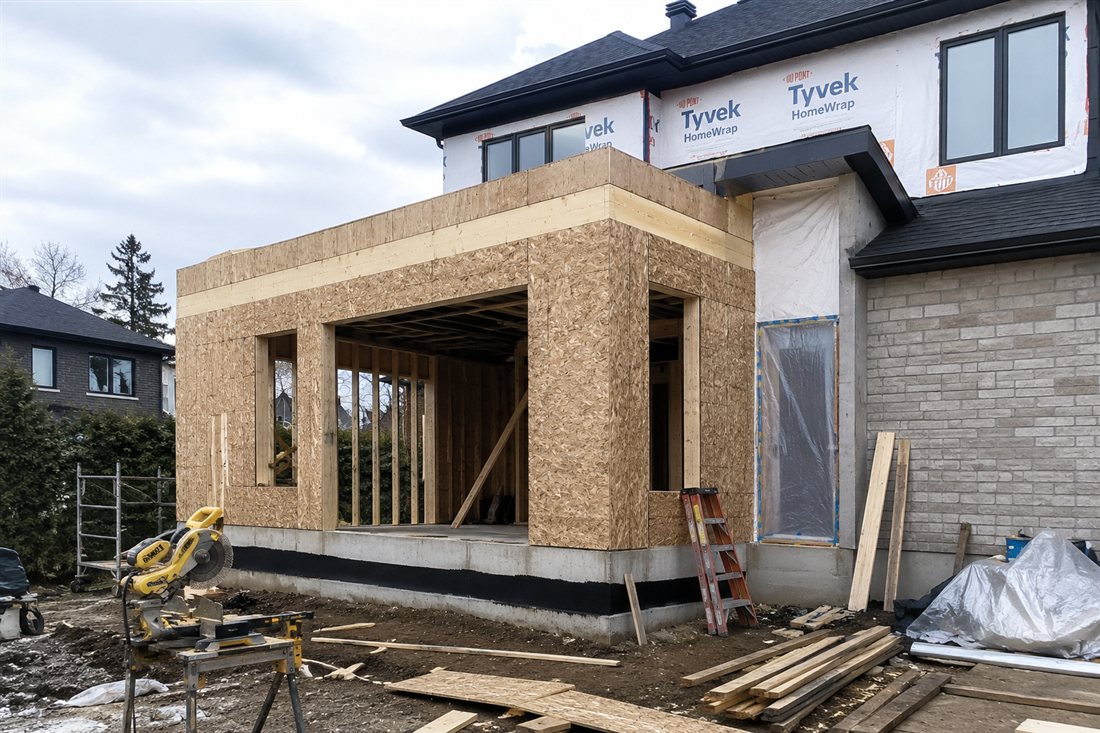 Chantier d'agrandissement résidentiel en cours par Charignon Construction